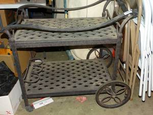 lot 23469 image: Metal Outdoor Bar Cart