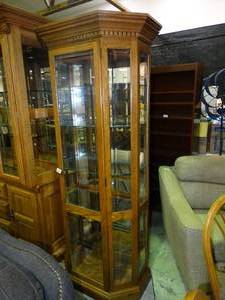 lot 23495 image: Lighted Standing Curio Cabinet