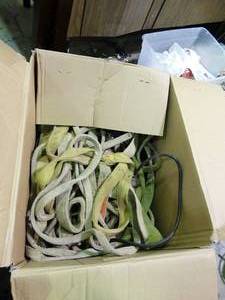 lot 23521 image: Large Box of Heavy Duty Straps and Metal Nozzle with Tube