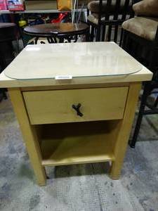 lot 23644 image: Lightly Stained Single Drawer End Table