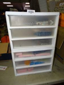 lot 23722 image: Plastic Craft Storage w Contents