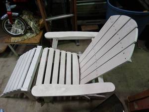 lot 23807 image: Folding Wood Adirondack Chair w Foot Rest