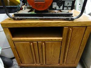 lot 23804 image: Old Wood TV Stand w Media Storage