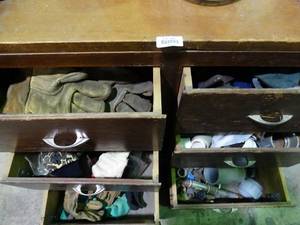 lot 23586 image: Contents of Drawers-- Work Gloves, Misc. Plumbing, Etc.