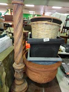lot 23746 image: Large Outdoor Planters & Freestanding Candle Pillars