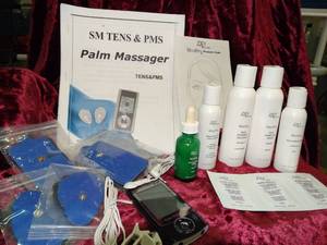 lot 23782 image: Tens unit palm massager & lot of new cosmetics