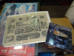 lot 23788 image: 1864 Central Park Poster  Frank Lloyd Wright Book  Bikini Poster  Antenna