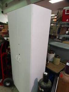 lot 23912 image: 2-Door White Storage Cabinet