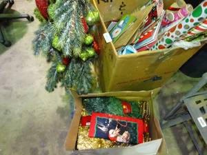 lot 23942 image: Lot of Christmas Gift Wrapping Supplies and Decor