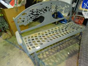 lot 23945 image: Gliding Outdoor Bench with Tree Back