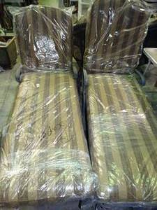 lot 23949 image: Pair of Metal Outdoor Loungers with Adjustable Backs on Wheels