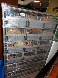 lot 23930 image: Rolling Industrial Shelving - Parts Bins Included with Contents