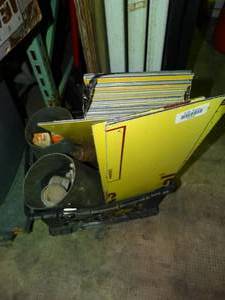 lot 26008 image: Container full of Metal Sign Pieces & Misc Metal Hardware