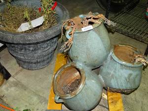 lot 26010 image: Large Heavy Planters  Ceramic one is for 4 Plants