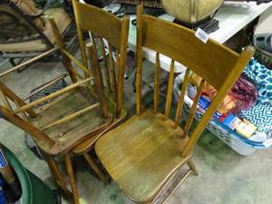 lot 23983 image: 3 Old Wood Chairs