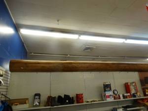 lot 21609 image: Custom made wood half pole wall decor- Been in this store Along time- Over 20 ft long