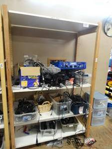 lot 21665 image: Shelf with Assorted ElectronicsCords