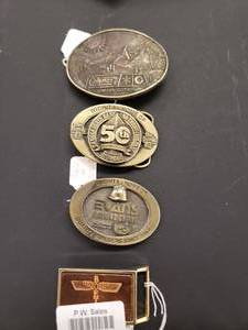lot 21897 image: 4 collectable belt buckles
