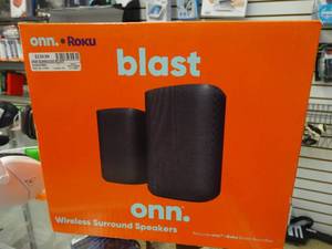 lot 24536 image: Onn. Roku Wireless Surround Speakers