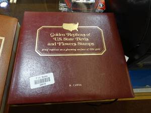 lot 24918 image: Golden Replicas of US State Birds and Flowers Stamps