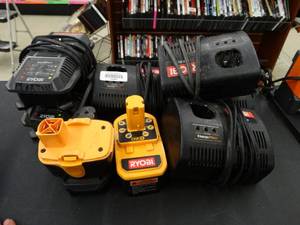 lot 24989 image: Lot of Ryobi Batteries and Chargers