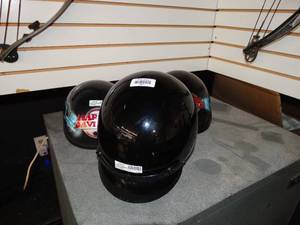 lot 37811 image: Lot of 2 Harley Davidson Helmets and Small Black Helmet