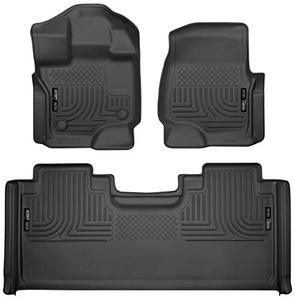 lot 7372 image: Husky Liners 94051 Fits 2015-20 Ford F-150 SuperCab Weatherbeater Front & 2nd Seat Floor Mats - Black