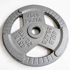 lot 460 image: 45 Pound Sporzon 2 Grip Cast Iron Plate Weight Plate for Strength Training, Weightlifting & Crossfit - Single