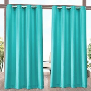 lot 8153 image: Exclusive Home Curtains IndoorOutdoor Solid Cabana Grommet Top Curtains, Two Packs of Two Curtain Panels, (4 Panels Total) 54 x 120, Color Teal