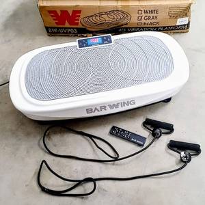 lot 8160 image: BARWING Vibration Plate Exercise Machine (Model BW-UVP03) for Home Workouts w Resistance Bands & Remote Control, Gray - Tested