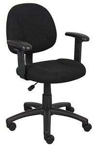 lot 7155 image: Boss Office Products Perfect Posture Delux Fabric Task Chair with Adjustable Arms in Black