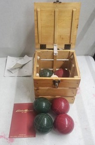 lot 8169 image: Eddie Bauer Limited Edition Bocce Set in Original Wood Crate