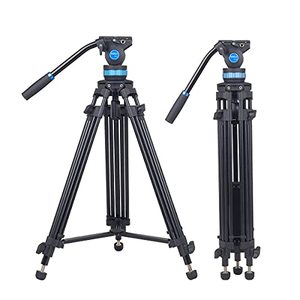 lot 9121 image: SIRUI Video Tripod AM-15S, Heavy Duty Tripod with Fluid Head for Cameras, Mid-Level Spreader, Quick Release Plate, 360° Panning Base, Bubble Level,14 and 38 Screws, Safety Locks, Friction Control
