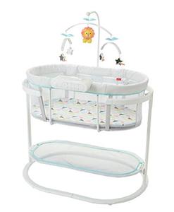 lot 9196 image: Fisher-Price Soothing Motions Bassinet Windmill, Baby Cradle with Motion, Light Projection, Overhead Mobile, Vibrations & Music