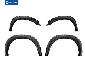 lot 9375 image: Tyger Auto TG-FF8D4138 for 2010-2018 Dodge Ram 2500 3500 (ONLY Fit Fleetside Models with 76.3 & 98.3 Bed)  Paintable Smooth Matte Black Pocket Bolt-Riveted Style Fender Flare Set, 4 Piece