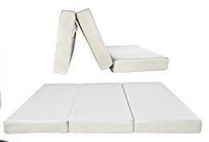 lot 9437 image: Queen Size Memory Foam Folding Mattress - Portable (Fold Up & Fold Out) Guest Bed wCase, Tri Fold Away Travel, Floor, Camp, Foldable Futon & Topper for Fast Trifold Sleep Comfort