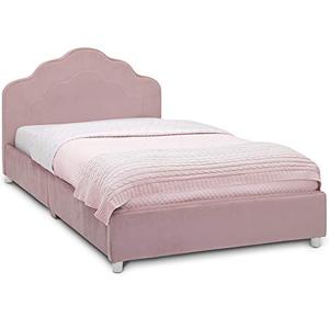 lot 9890 image: Delta Children Upholstered Twin Bed, Rose Pink