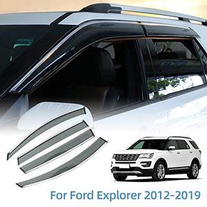 lot 26232 image: VESUL Tape onClip on Polycarbonate Rain Guards Window Visors Fit for Ford Explorer 2012-2019 Window Wind Deflector Shield Cover Sun Ventshade with 304 Stainless Steel Trim Smoke Gray
