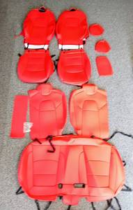 lot 100 image: INCH EMPIRE Car Seat Cover for Tesla Model 3 PU Leather Seat Protector - Fully Wrapped Custom Fit for Model 3 - 2017, 2018, 2019, & 2020 - All Season (Red)