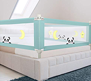 lot 6969 image: Lot of 2 - Adjustable Bed Rails for Toddlers, Vertical-Lifting, Extra-Long Safety Bedrail for Twin, Double, Full-Size Queen & King Mattress (1 Side, Greeen, 59  L x 28 H)