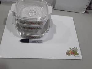 lot 1080 image: 6 pcs. CORNING WARE Bake Set with Glass Cutting Board. 20 x 14