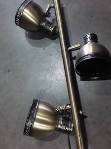 lot 1118 image: Brass Lamp with 3 Adjustable Lights. Missing Pieces Approximately 78 in. long