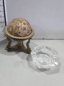 lot 1129 image: Small Sized Globe with a Crystal Ashtray