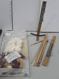 lot 1376 image: Heirloom Needlepoint Kit with Miscellaneous Dalrods and a Skirt Maker