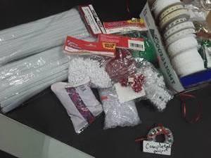 lot 1377 image: Beads, Pipe Cleaners and Lace to make a Christmas Wreath . Approximately 3 in. wide