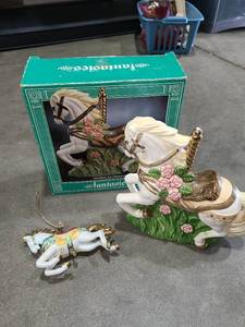 lot 1420 image: Fantastic Ceramic Carousel Horse with Porcelain Carousel Horse Ornament