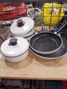 lot 1177 image: Wooden Cutting Board with Camping Cookware