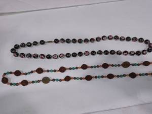 lot 1471 image: Cloisonne Bead Necklace with Chinese Silver Stamped Handcarved Beaded Necklace