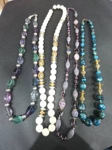 lot 1476 image: Womens Glass Beaded Necklace Clasp Stamped 925 with 3 Beaded Necklaces