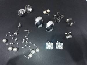 lot 1485 image: Coro Monet and Various Silver Toned and Pearl Pierced and Clip On Earrings